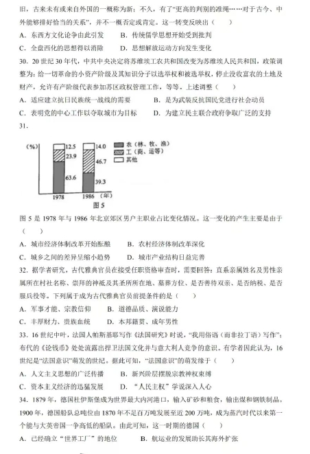 2022高考文综真题及参考答案(全国乙卷)