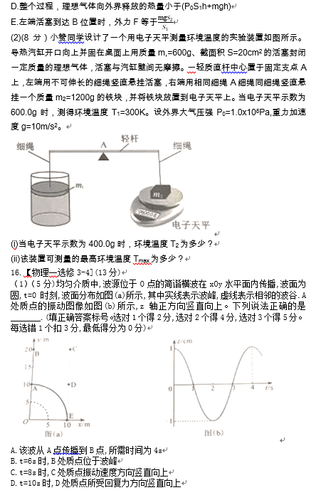 2021年高考物理真题及参考答案(新高考湖南卷) 2021年高考物理真题及参考答案(新高考湖南卷)