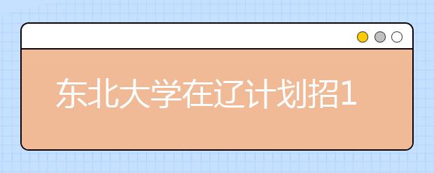 东北大学在辽计划招1127人 比去年增加17人