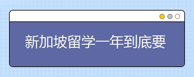 新加坡留学一年到底要花多少钱