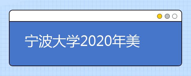 宁波大学2020年美术类专业本科招生简章