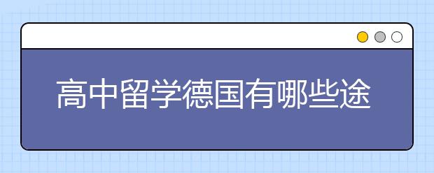 高中留学德国有哪些途径？