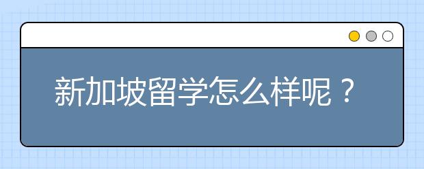 新加坡留学怎么样呢？