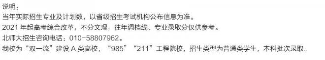 北京师范大学2021年河北分专业录取分数线 北京师范大学2021年河北分专业录取分数线